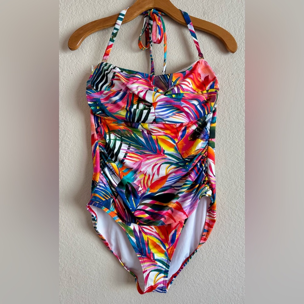 Lauren Ralph Lauren One Piece Swimsuit Tropical Vibrant Multicolor Women’s Sz 12